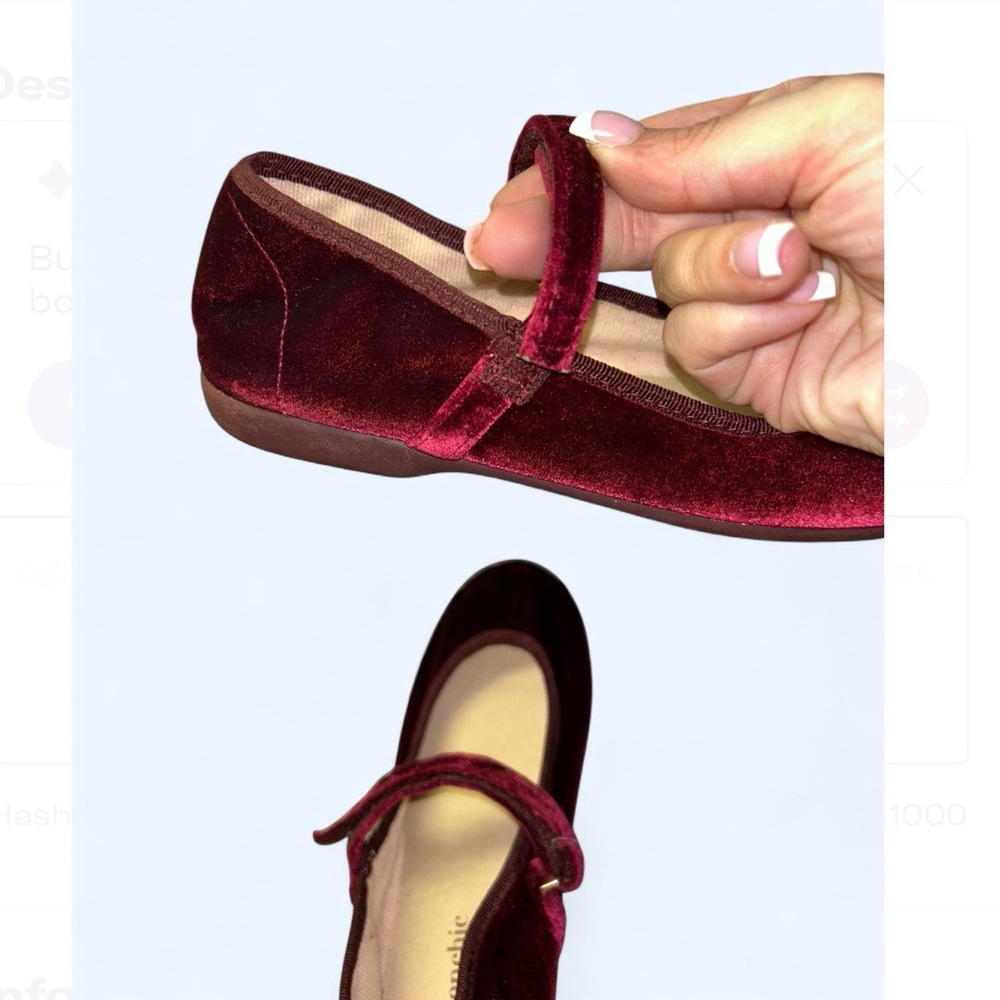 Girl’s Size 3 US (EU 34) Burgundy Mary Jane Shoes With Adjustable Strap - Picture 9 of 11
